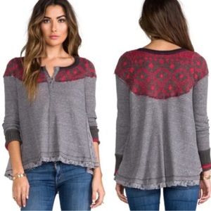 Free People We The Free Cabin In The Woods Waffle Thermal Lace Henley size small